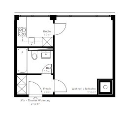 1 ½ rooms apartment