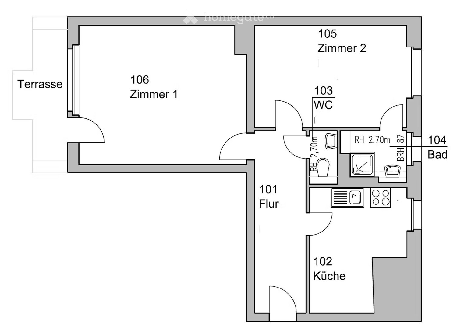 2 rooms apartment, Foto 5 von 5