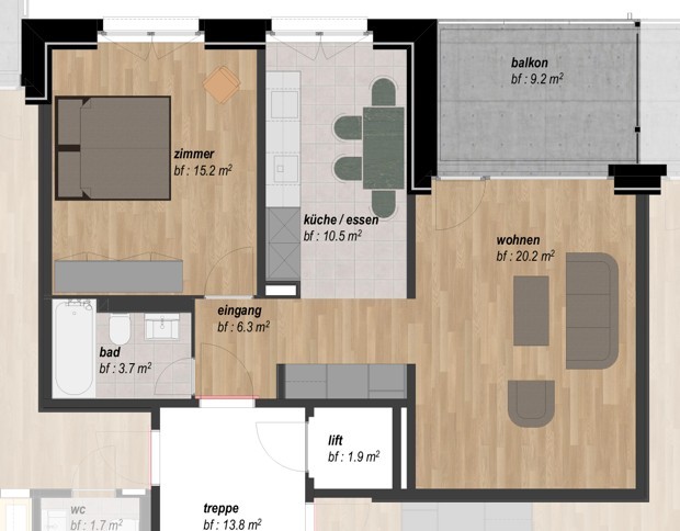 1 ½ rooms apartment