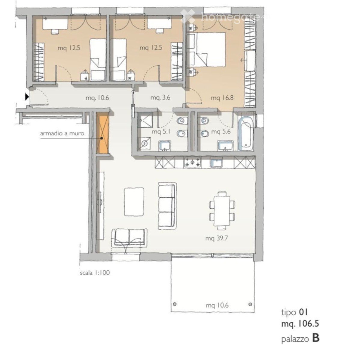 4 rooms apartment
