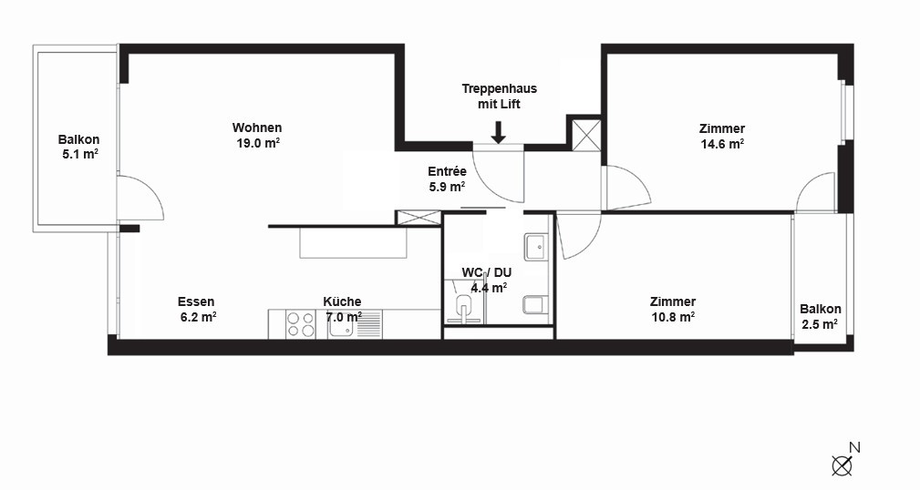 2 ½ rooms apartment