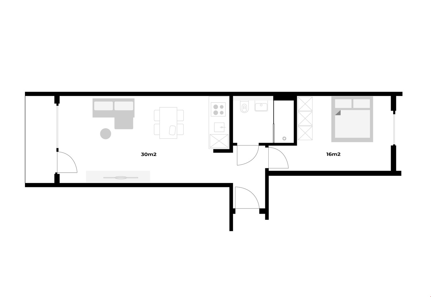 2 ½ pièces appartement meublé