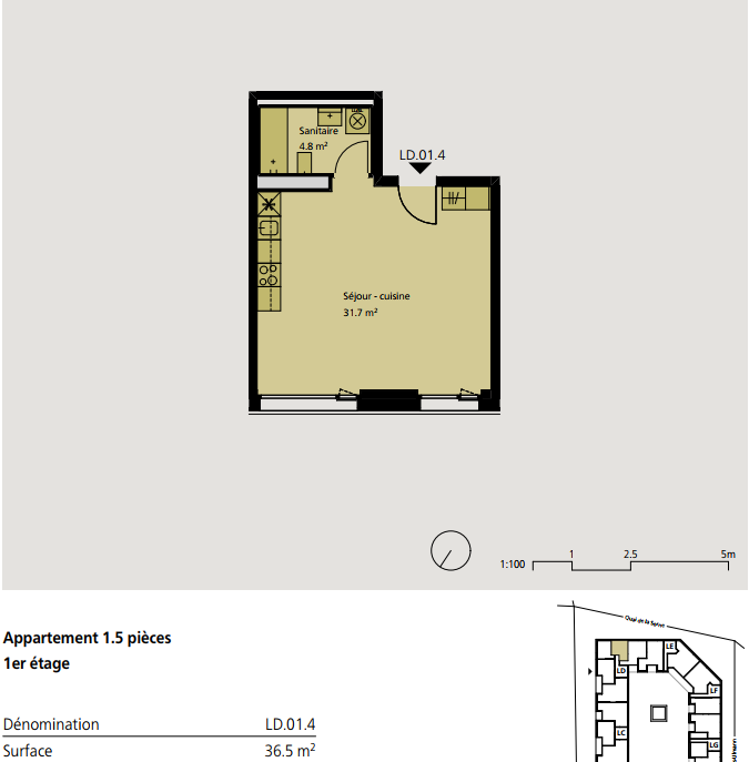 1 ½ rooms apartment