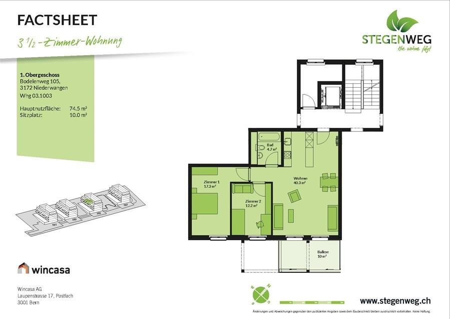 Appartement de 3 ½ pièces