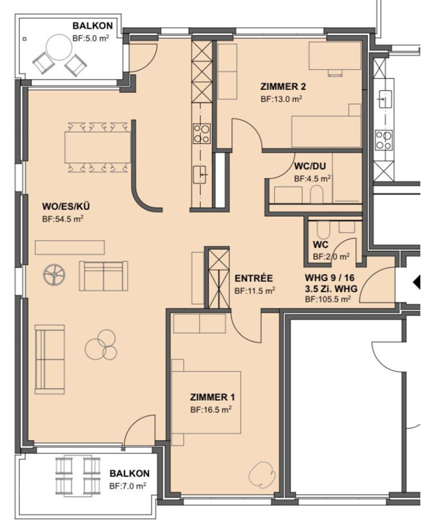 3 ½ rooms apartment