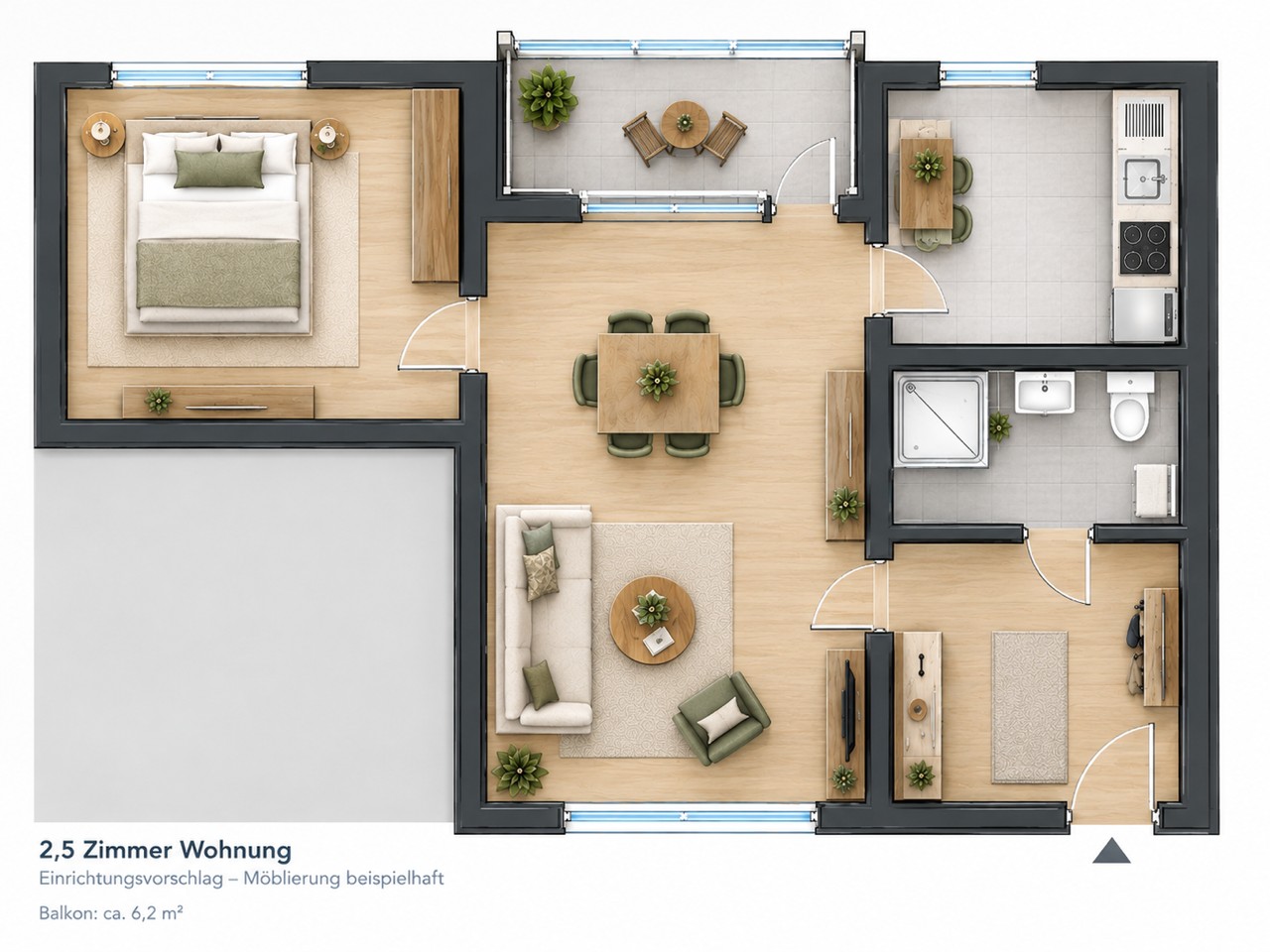 2 ½ rooms apartment