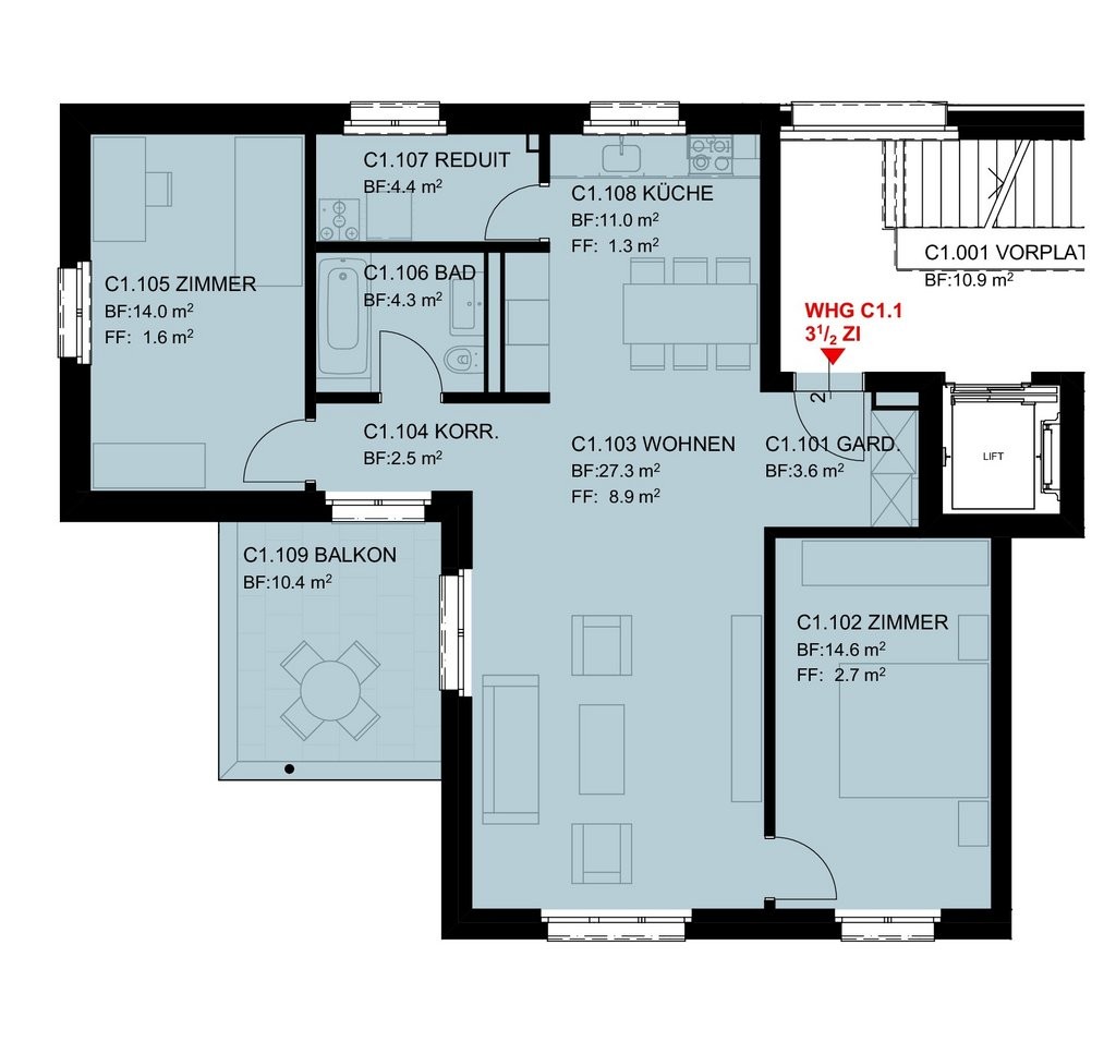 2 ½ rooms apartment