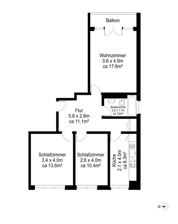 3 rooms apartment