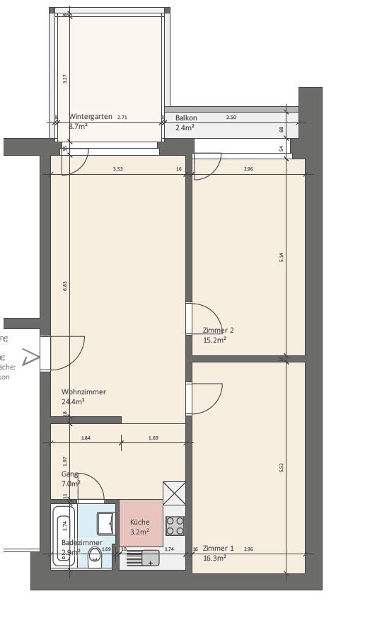 3 ½ rooms apartment