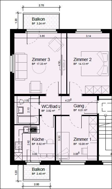 3 rooms apartment