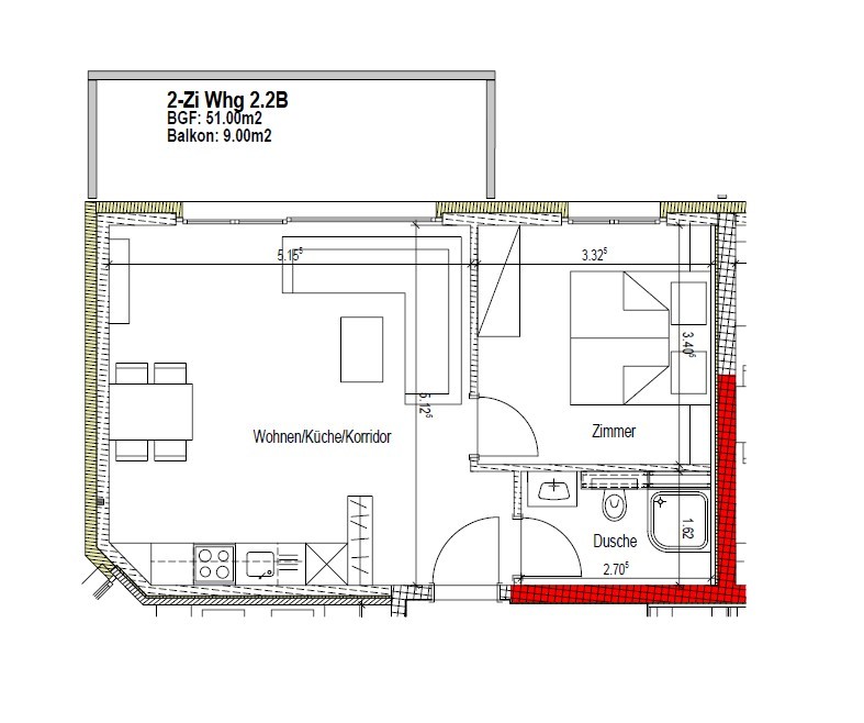 2 ½ pièces appartement