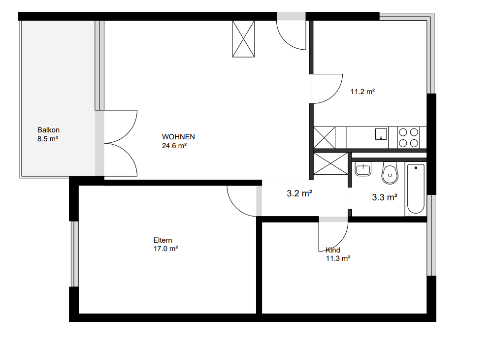 3 ½ rooms apartment